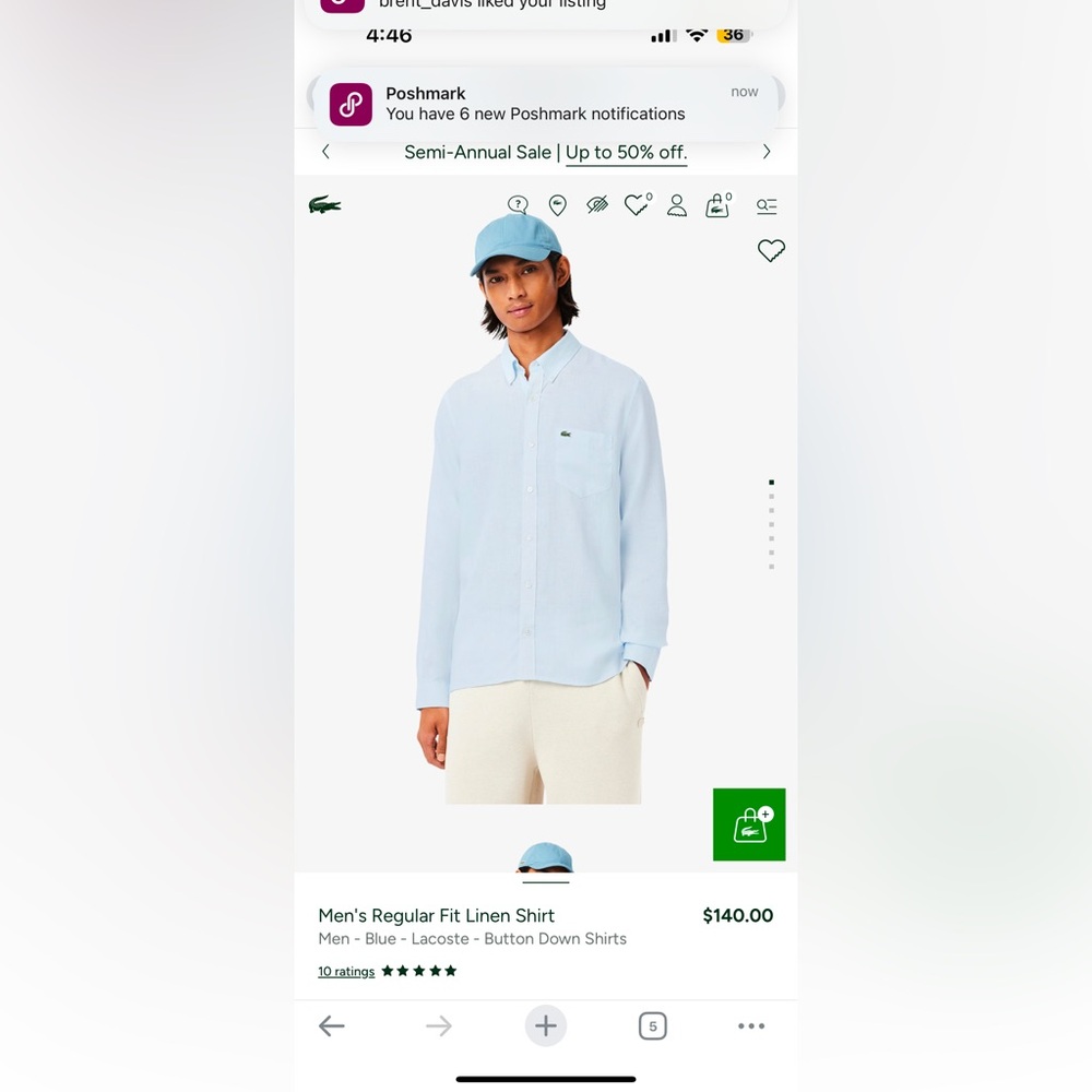 LACOSTE LINEN SHIRT REGULAR FIT FOR MEN